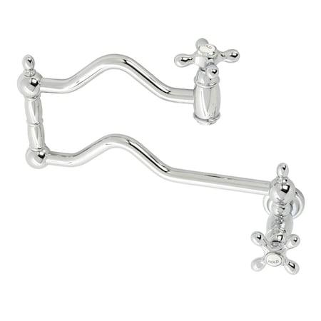 Kingston Brass KS2101AX Heritage Wall Mount Pot Filler, Polished Chrome KS2101AX
